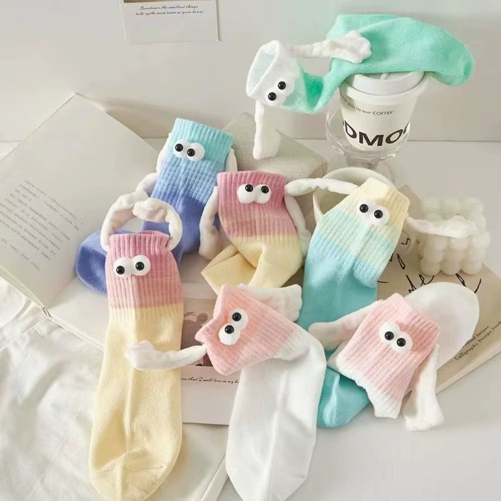Couples' Summer Gradient Hand-Holding Mid-Calf Socks