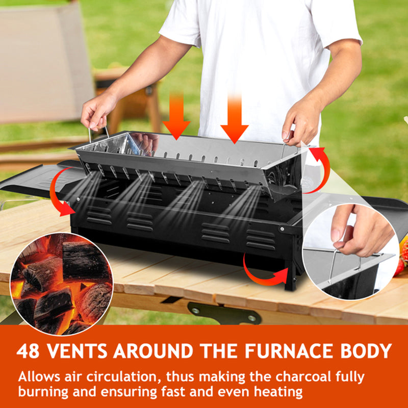 20.3X33X69.8Cm Rectangular, Black, Iron, Barbecue Grill