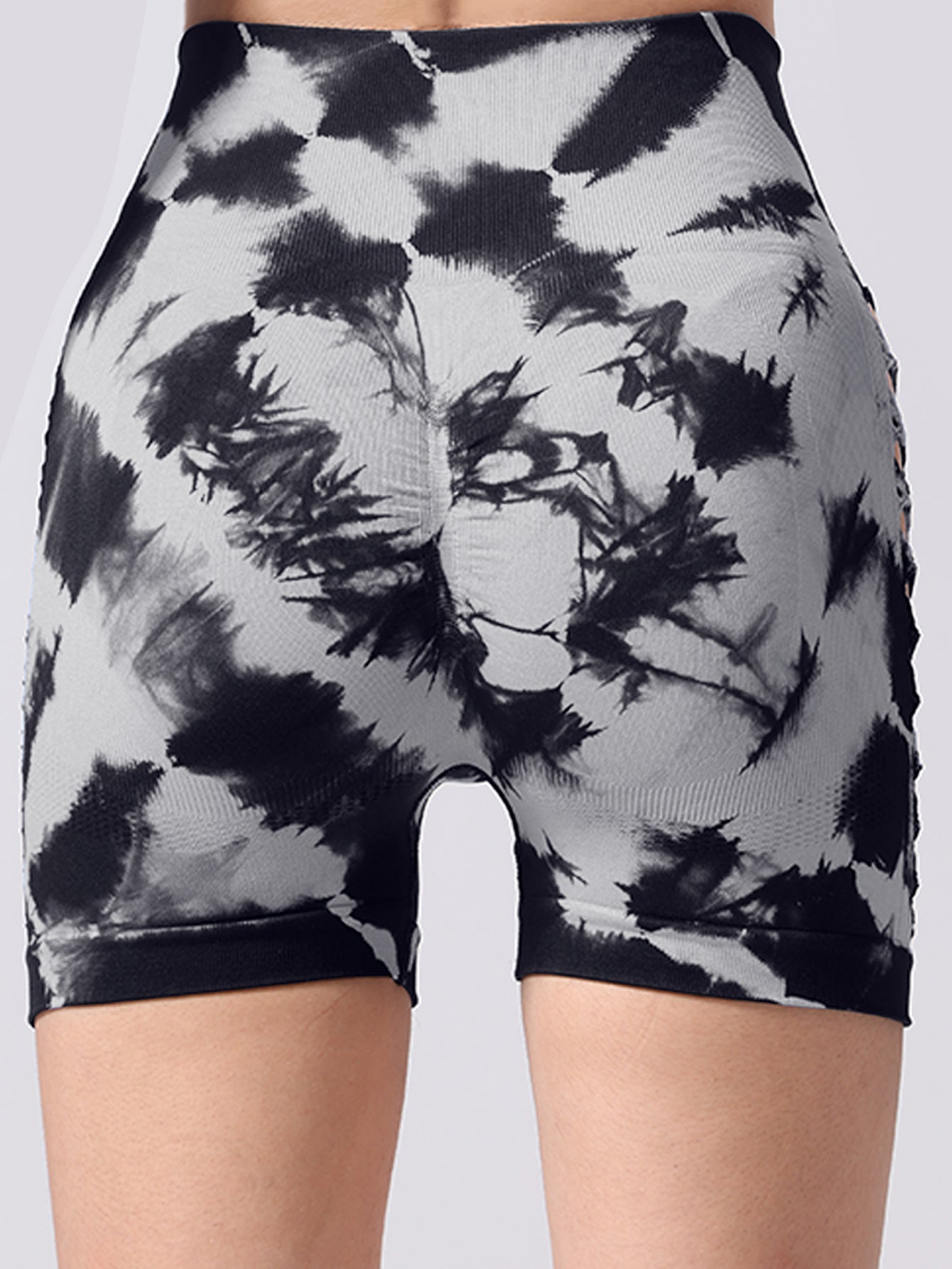3-Pack Women's High Waist Seamless Tie-Dye Sports Shorts with Side Cut-Outs for Fitness and Yoga