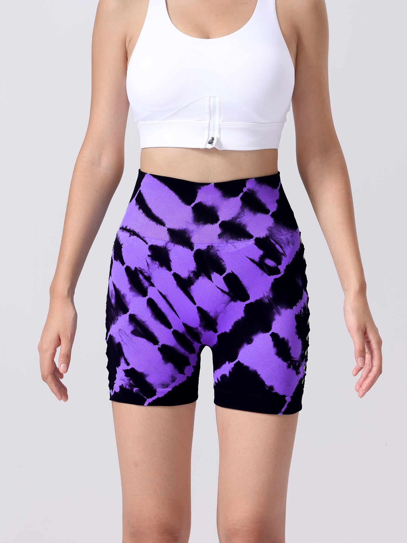 3-Pack Women's High Waist Seamless Tie-Dye Sports Shorts with Side Cut-Outs for Fitness and Yoga