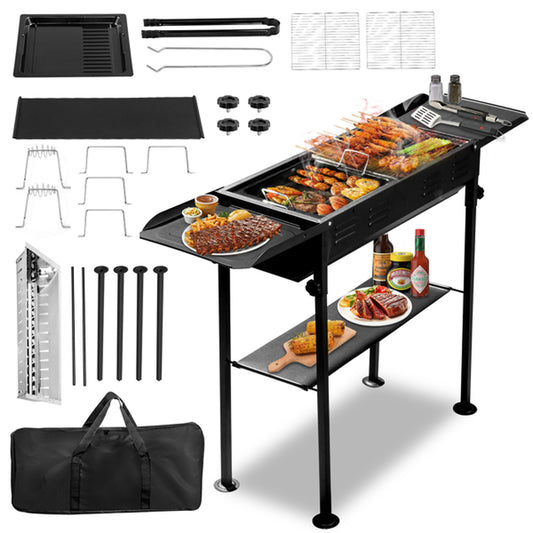 20.3X33X69.8Cm Rectangular, Black, Iron, Barbecue Grill