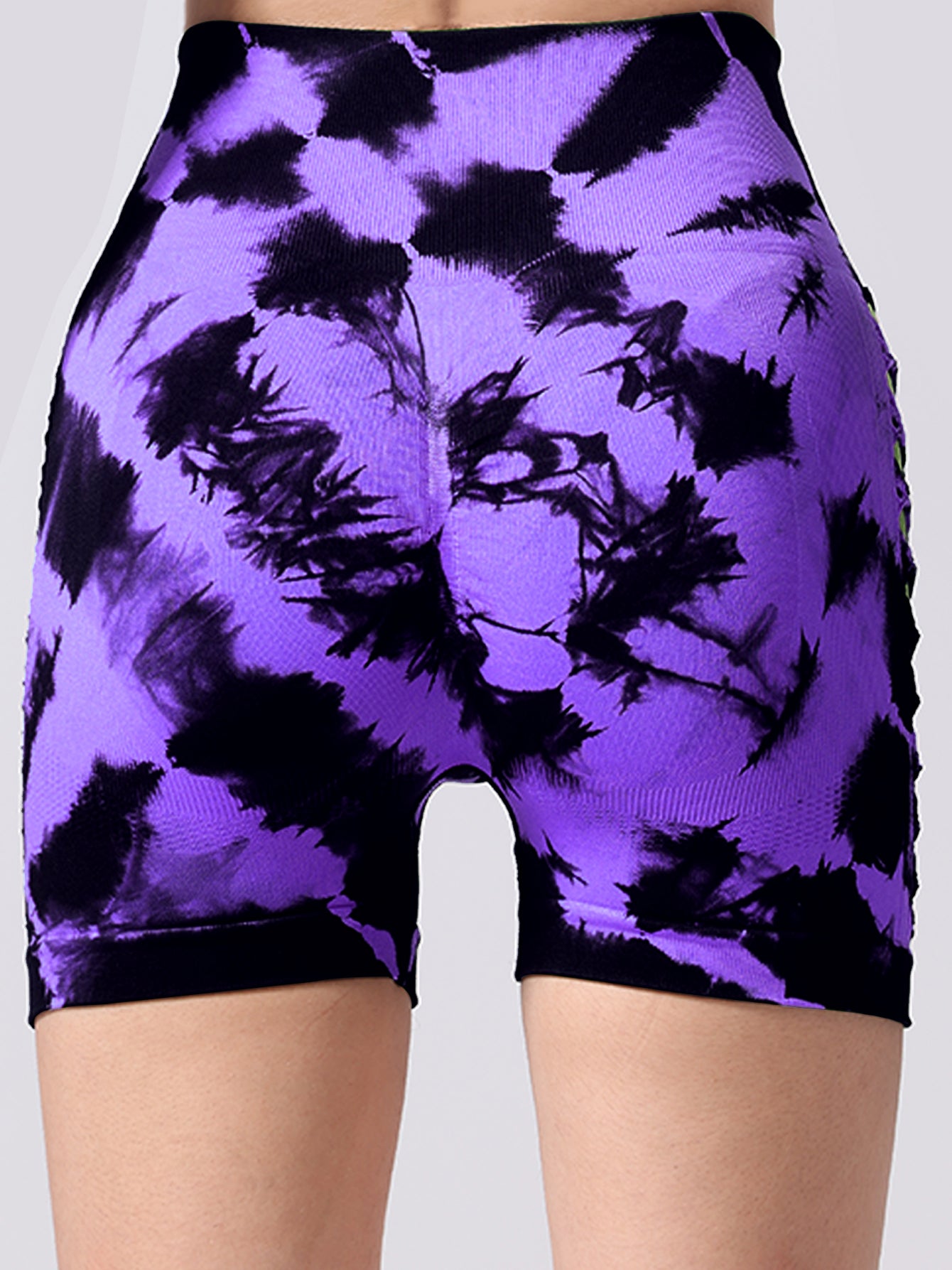 3-Pack Women's High Waist Seamless Tie-Dye Sports Shorts with Side Cut-Outs for Fitness and Yoga