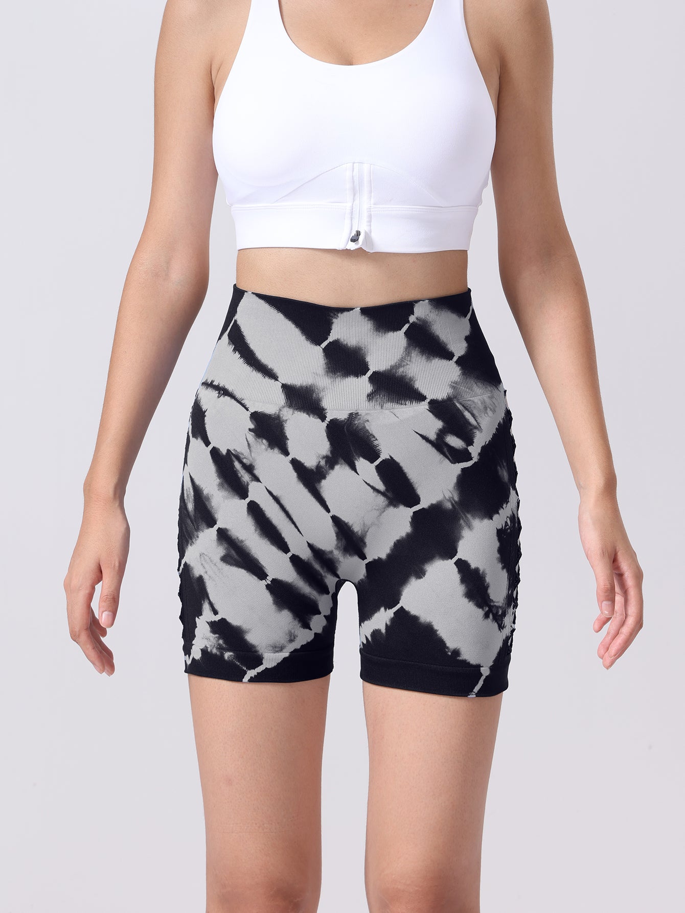 3-Pack Women's High Waist Seamless Tie-Dye Sports Shorts with Side Cut-Outs for Fitness and Yoga