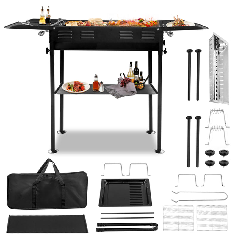 20.3X33X69.8Cm Rectangular, Black, Iron, Barbecue Grill
