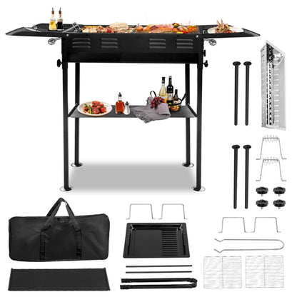 20.3X33X69.8Cm Rectangular, Black, Iron, Barbecue Grill